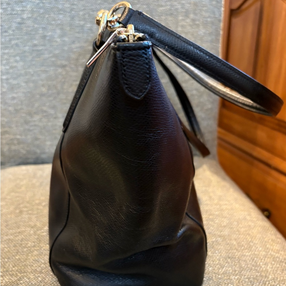 Coach Black Leather Tote with Signature Design - Picture 8 of 17